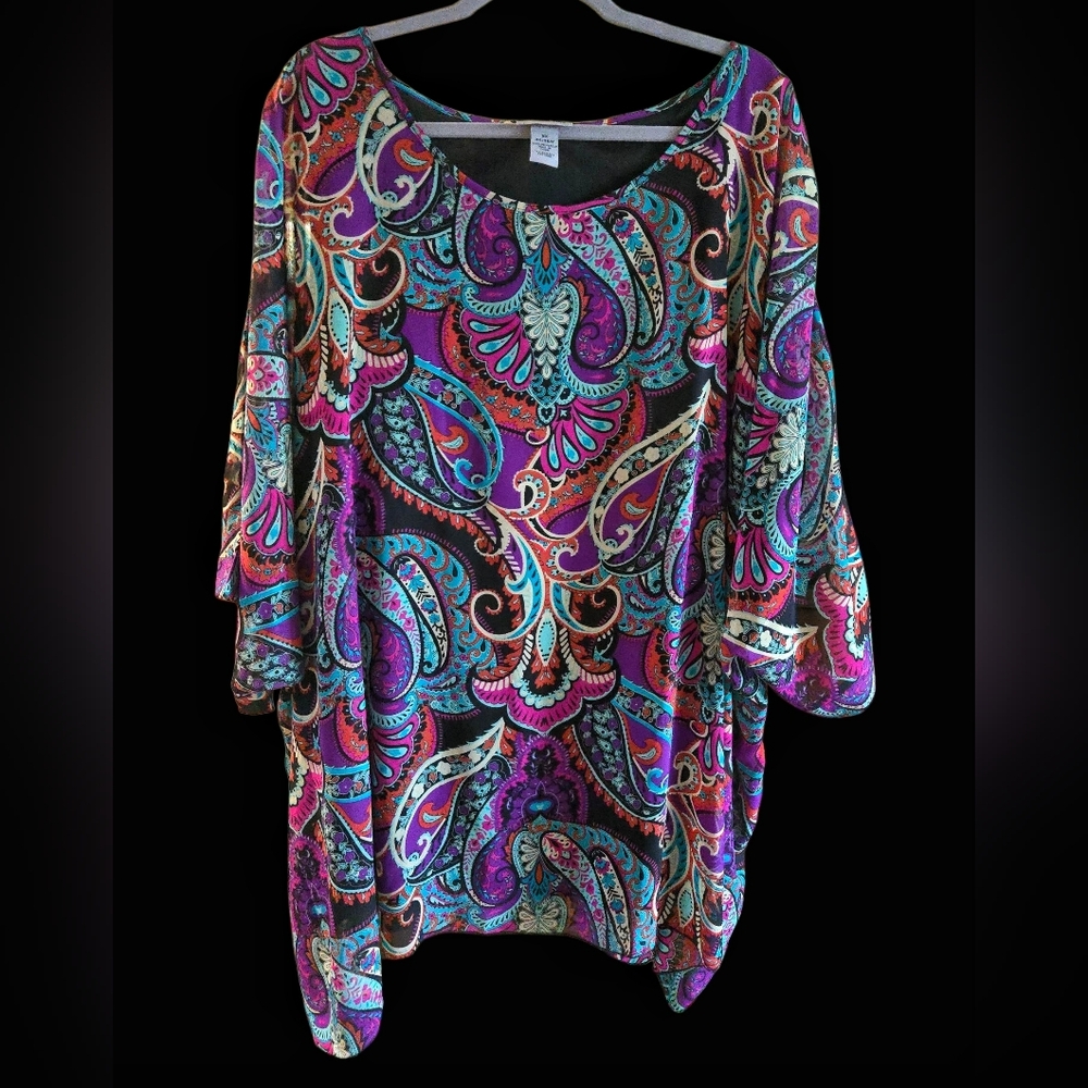 Catherines Womens Beautiful Multicolor Paisley Tunic. Size 5X.